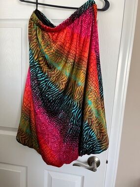 Lipstick Boutique Multicolor Midi Dress - Pink, Orange, Turquoise, Black